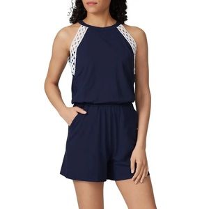 Lilly Pulitzer Lala Romper True Navy Medium NWT